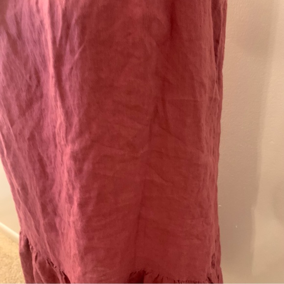 Bellambia Italy 100% Linen Ruffle Hem adjustable Neck Tie Dress - Picture 6 of 10